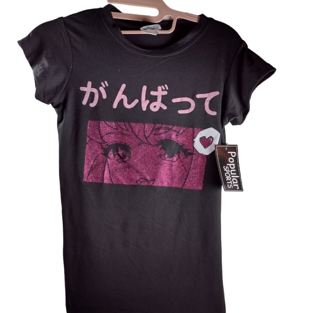 NWT Popular Sports Anime Glitter T-Shirt Size 14/16